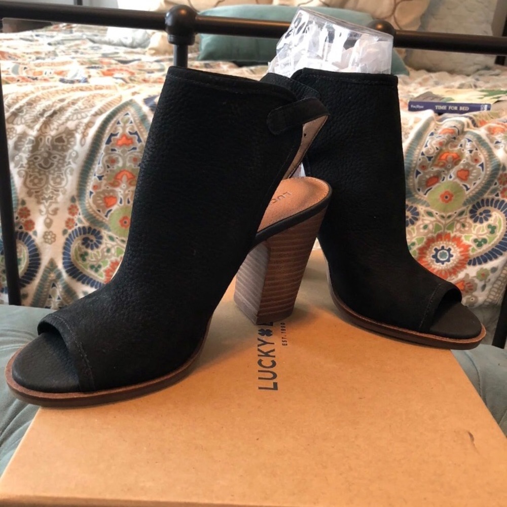 Lucky brand open toe booties